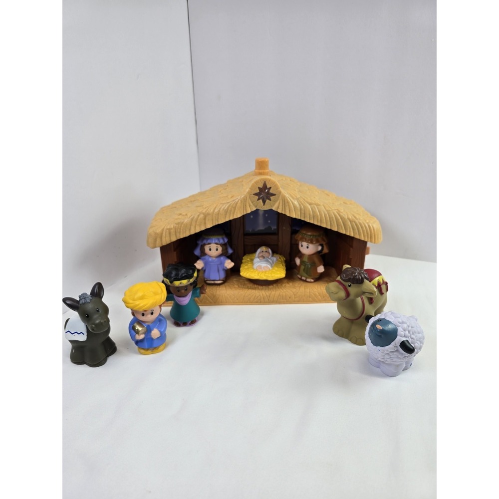 Fisher Price Little People Christmas Nativity Set Stable Lights Music Tested